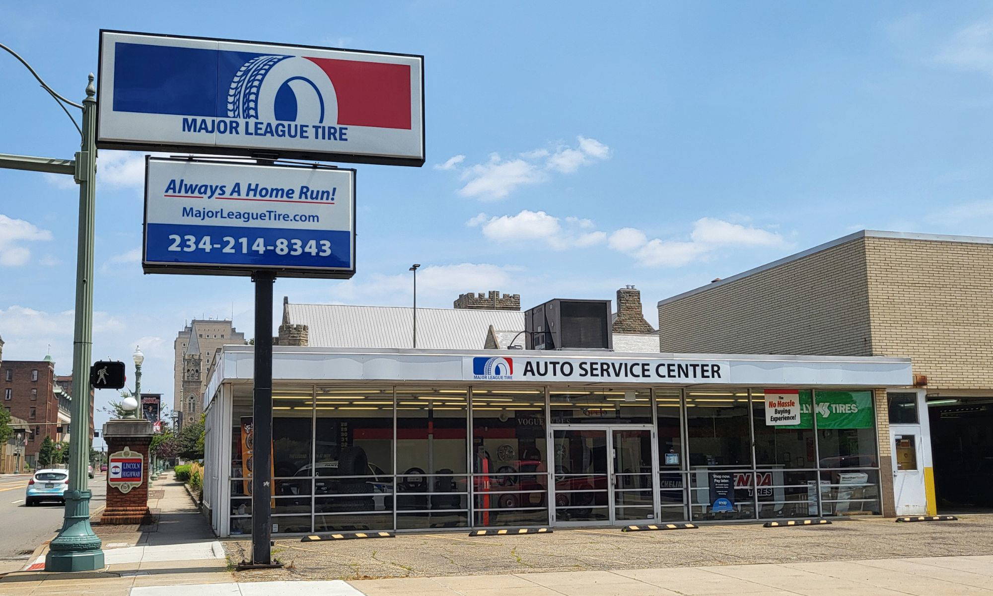 Major League Tire sign on Tuscarawas Street in Canton